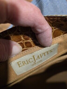 Eric Javits Vintage Brown Croc-Embossed Women Handbag